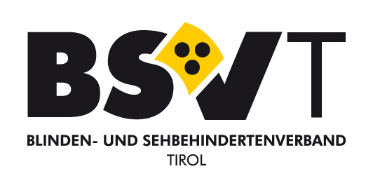 Logo des Blinden- und Sehbehindertenverband Tirol: BSV in fetten, schwarzen Buchstaben, T f�r Tirol hinten d�nner nachgestell.