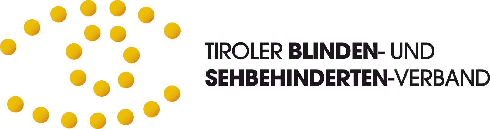 Logo des Tiroler Blinden- und Sehbehinderten-Verbandes: Auge bestehend aus gelben Punkten mit Schriftzug rechts. Durch Anklicken kommen Sie auf die Webseiten des TBSV.