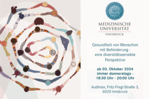 Grafik von Menschen, die einander an der Hand halten aus der Vogelperspektive (Flyer-Details der Ringvorlesung)